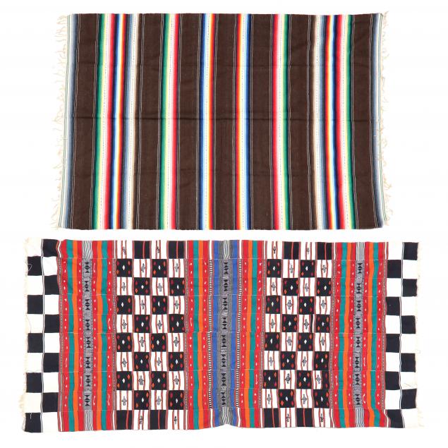 TWO WOVEN BLANKETS The first a cotton