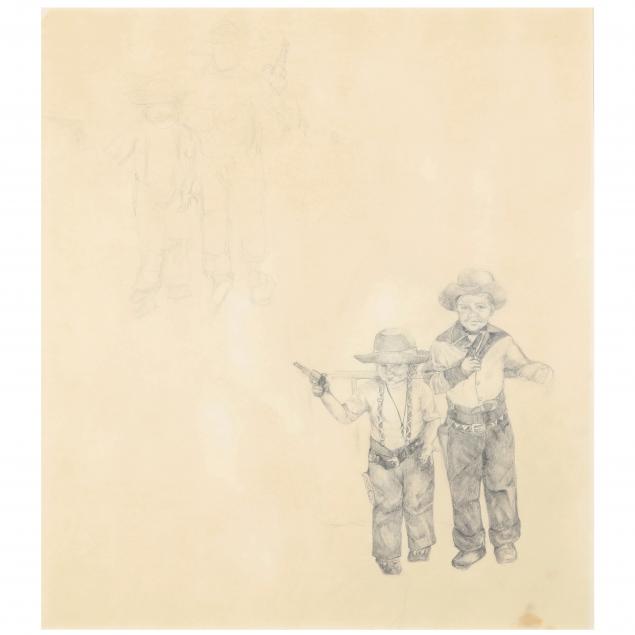 VINTAGE GRAPHITE STUDY OF CHILDREN 34896a