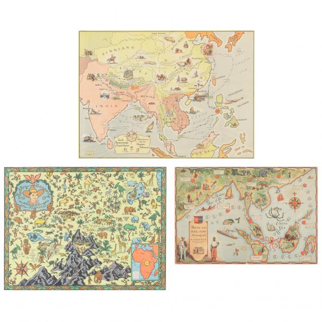 THREE 1930S GAME MAPS To include  34897b