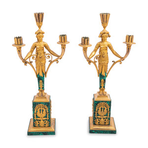 A Pair of Empire Style Gilt Bronze