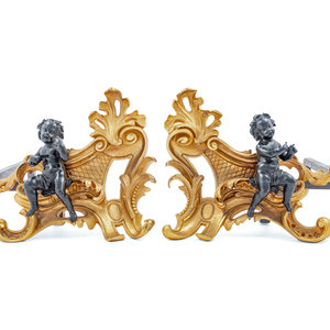 A Pair of French Gilt and Patinated