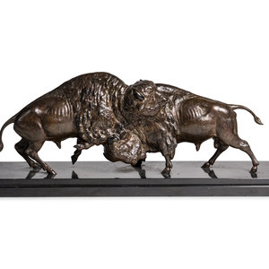 Edouard Guy French 19th Century Bisons bronze signed 3489de
