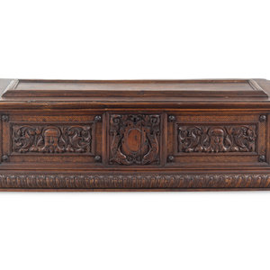 A Continental Carved Walnut Cassone 18th 348a08