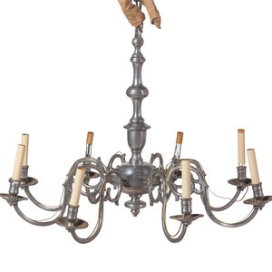 A Dutch Baroque Style Eight-Light Pewter
