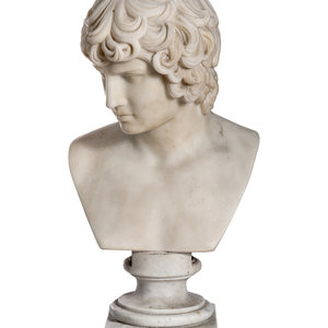A Continental Marble Bust of Antinous 19th 348a47