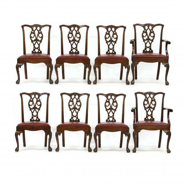 EIGHT CHIPPENDALE STYLE CARVED