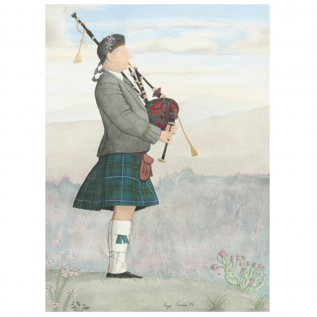 LARGE FRAMED PORTRAIT OF A BAGPIPE 348b1f