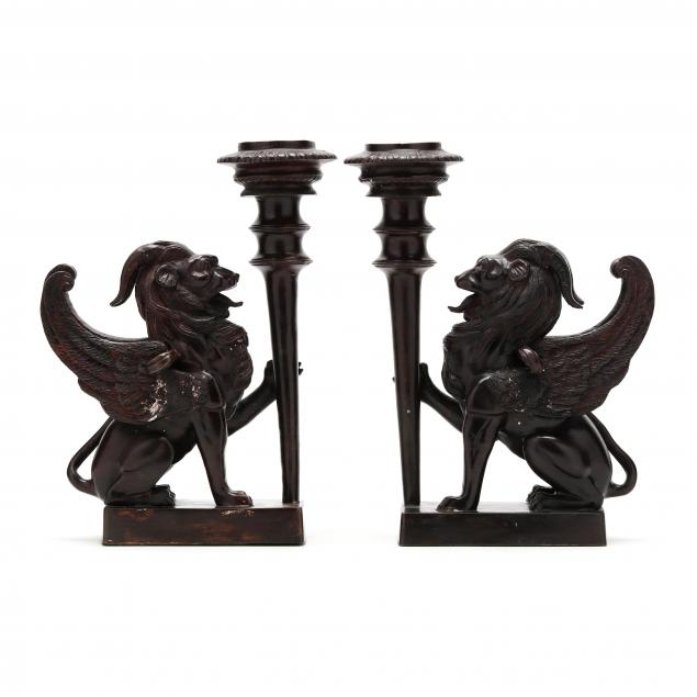 PAIR OF SEATED GRIFFIN CANDELABRA 348b3e