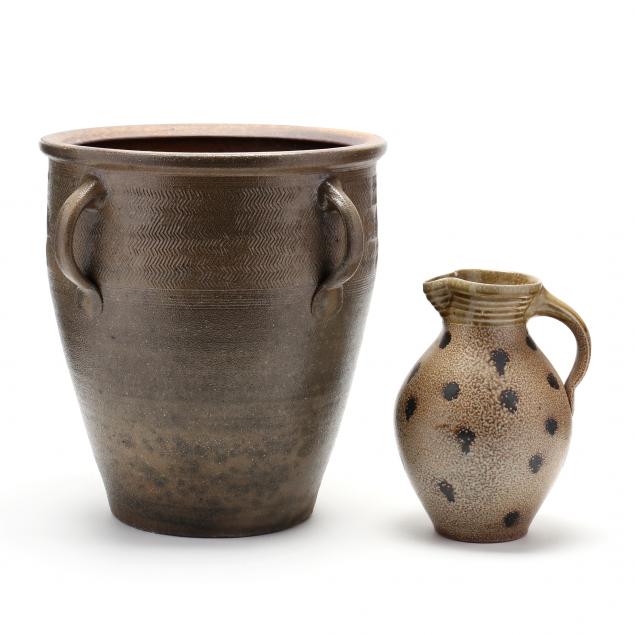 TWO STONEWARE VESSELS, MARK HEWITT