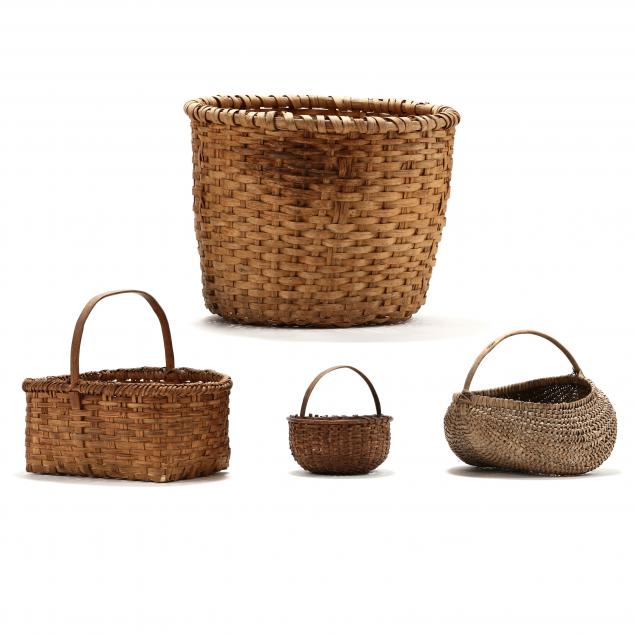 FOUR VINTAGE BASKETS Early to mid 348be5