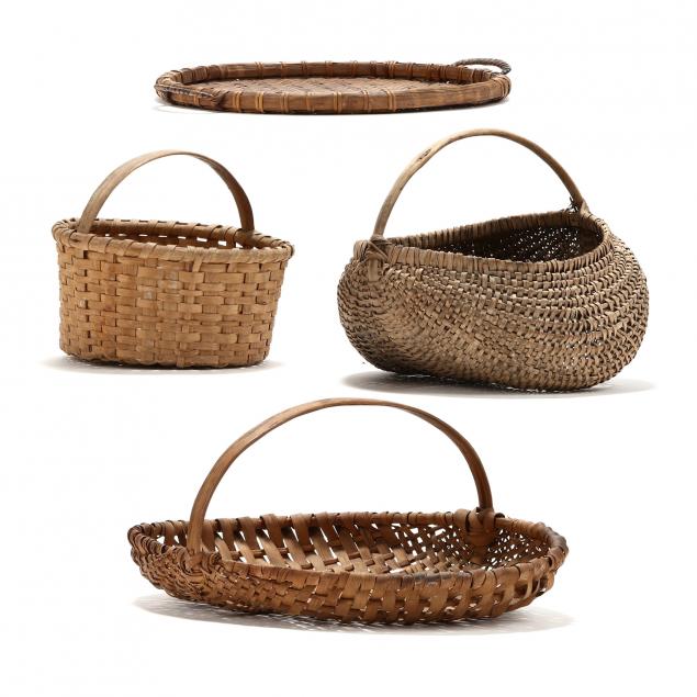 A GROUPING OF FOUR VINTAGE BASKETRY