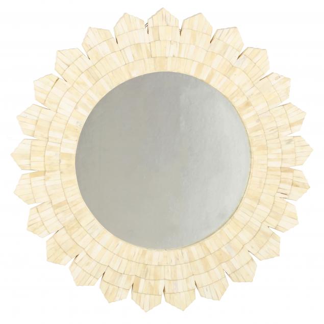 MODERN BONE VENEERED SUNBURST MIRROR 348c04