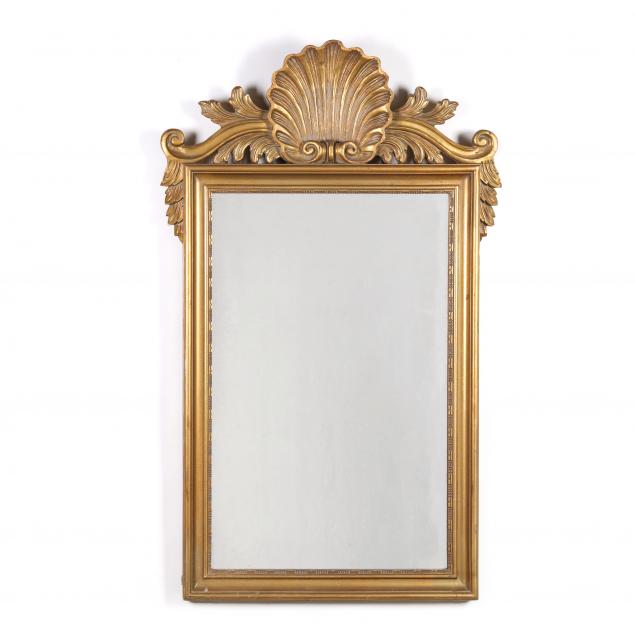 GILT SHELL PEDIMENT MIRROR Late 348c05