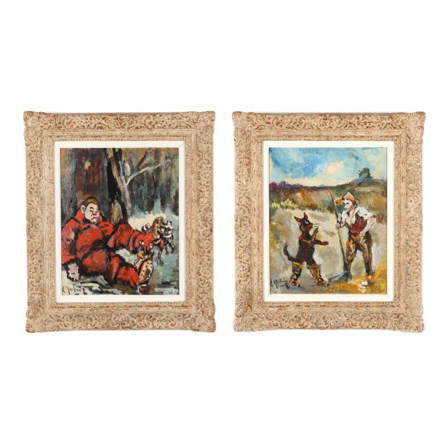 TWO VINTAGE ILLUSTRATION PAINTINGS FOR