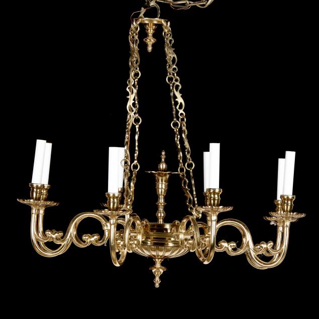 VINTAGE BRASS EIGHT LIGHT CHANDELIER 348c45