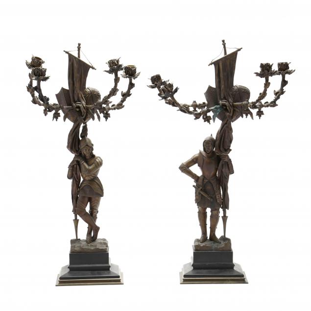 PAIR OF ANTIQUE BRONZE GOTHIC REVIVAL