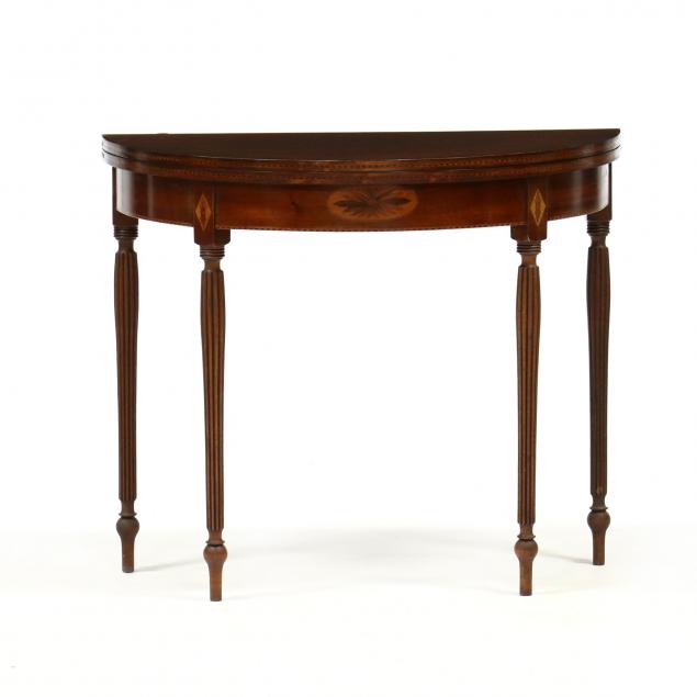 FEDERAL STYLE INLAID MAHOGANY DEMILUNE