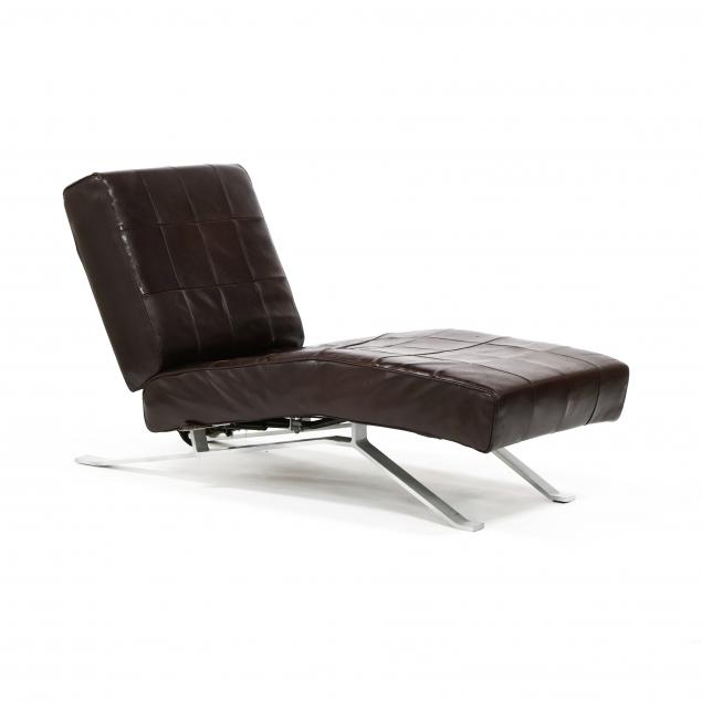 MODERN LEATHER AND STEEL CHAISE 348ca3