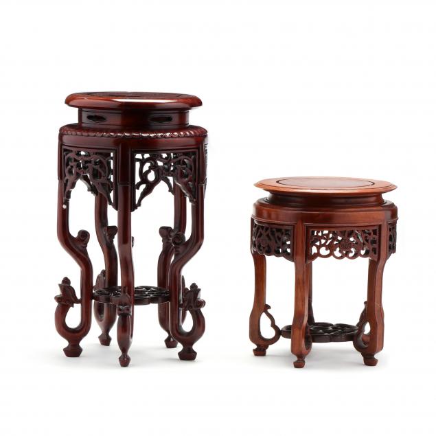 TWO SMALL CHINESE CARVED HARDWOOD