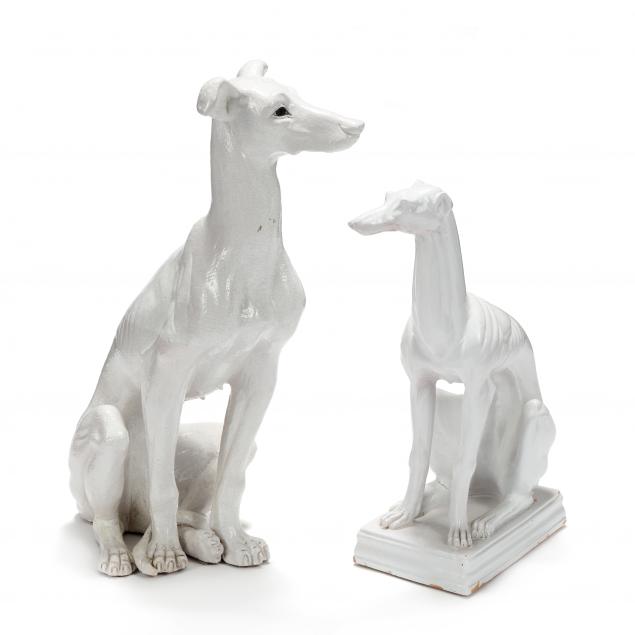 TWO ITALIAN BLANC DE CHINE HOUNDS 348d0c