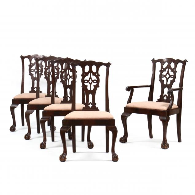 SET OF FIVE CHIPPENDALE STYLE CARVED 34b48c