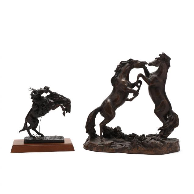 TWO WESTERN HORSE BRONZES  The