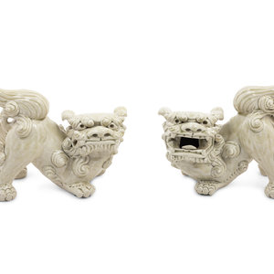 A Pair of Chinese White Glazed