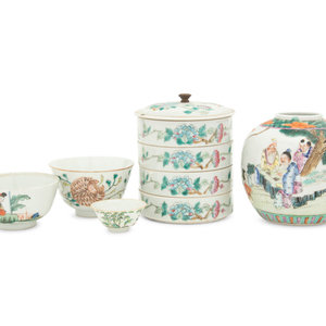 Five Chinese Famille Rose Porcelain