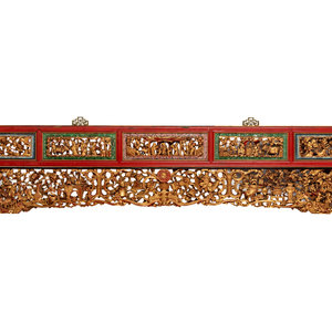A Large Chinese Gilt and Red Lacquered 34b59d