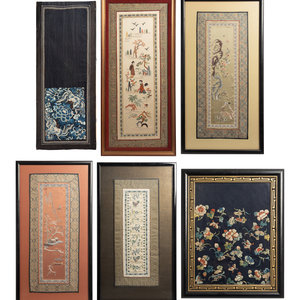 Eight Chinese Embroidered Silk