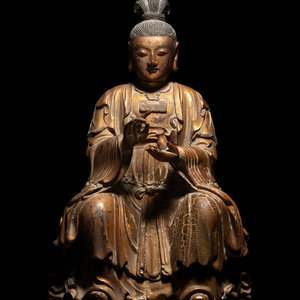 A Chinese Gilt Lacquered Wood Figure 34b5e7