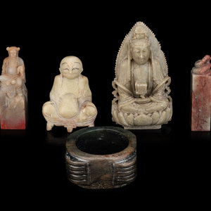 Five Chinese Soapstone and Hardstone 34b5e0