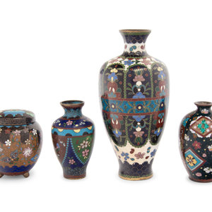 Four Japanese Black Ground Cloisonn  34b5fb