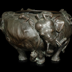 A Large Bronze Elephant Jardini re MARKED 34b602