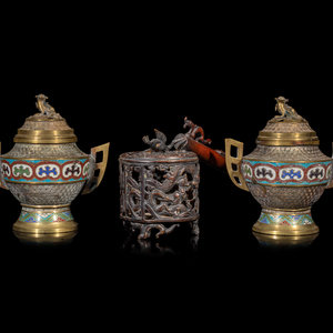 Three Japanese Metal Incense Burners LATE 34b5fe