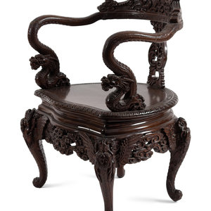 A Japanese Export Hardwood Armchair 20TH 34b60c