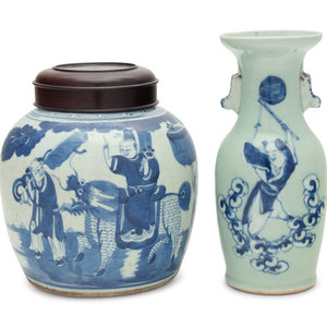 Two Chinese Blue and White 'Boys'