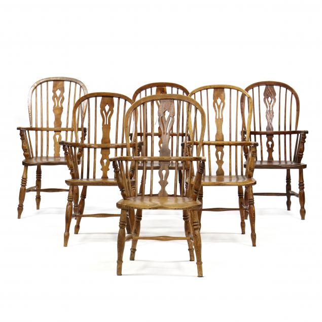 SET OF SIX ENGLISH ELM WINDSOR 34b659