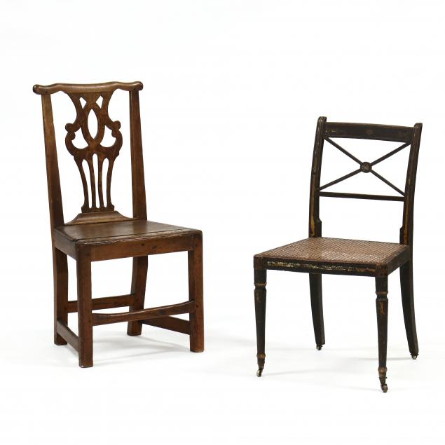 TWO ANTIQUE ENGLISH SIDE CHAIRS 34b67c