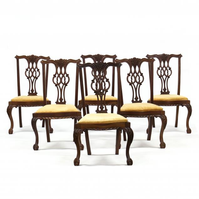 SET OF SIX CHIPPENDALE STYLE MAHOGANY 34b680