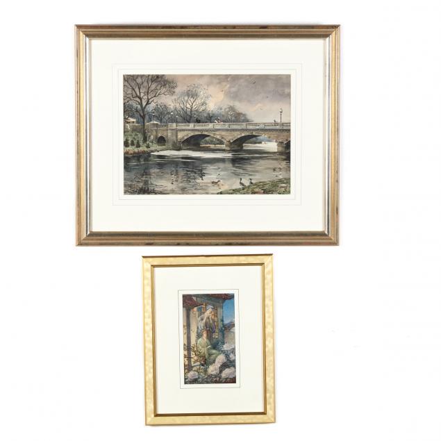 TWO ANTIQUE ENGLISH WATERCOLOR 34b6a0