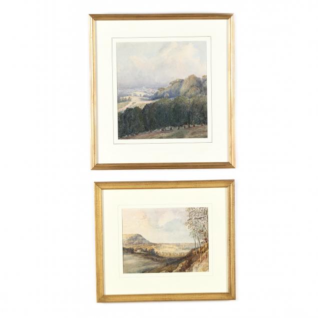 TWO ANTIQUE ENGLISH SCHOOL WATERCOLOR 34b6a7