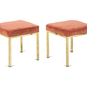A Pair of Brass Stools Attributed