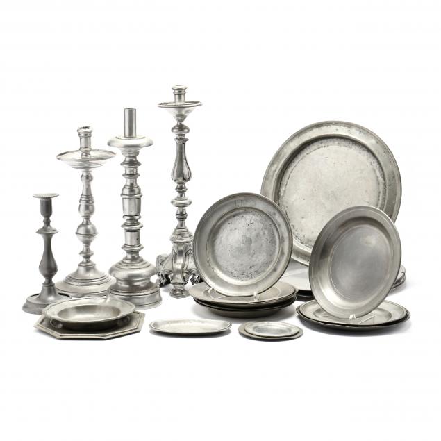 A COLLECTION OF TWENTY ANTIQUE PEWTER