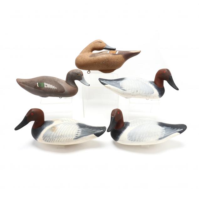 A GROUP OF FIVE WORKING DECOYS 34b6e8