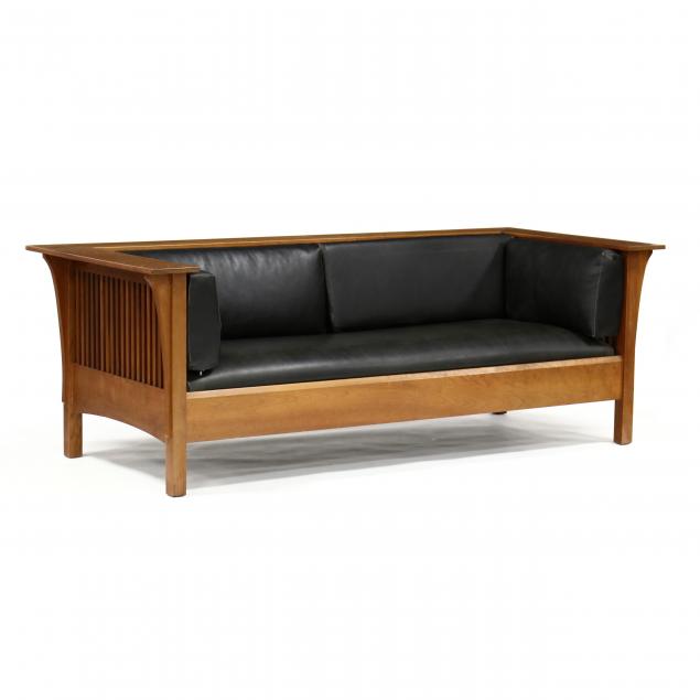 STICKLEY, MISSION CHERRY AND LEATHER