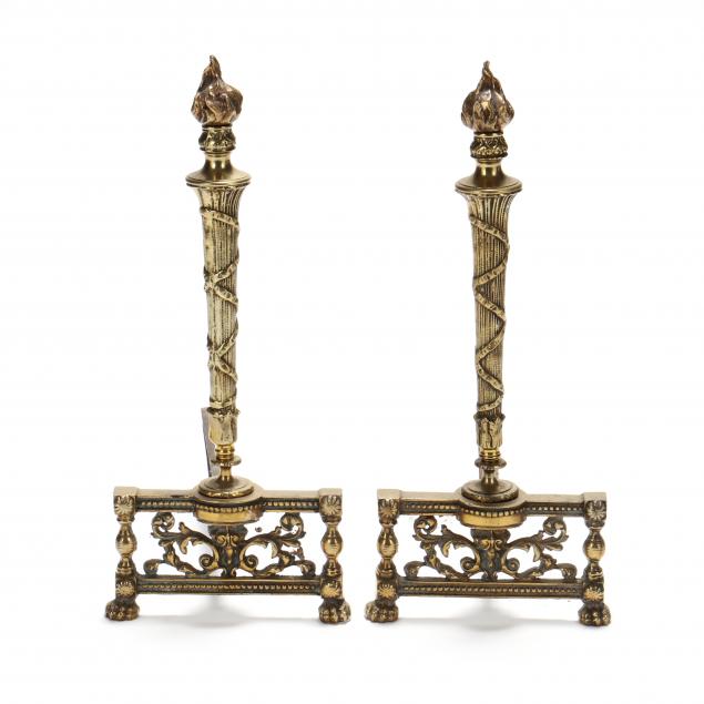 PAIR OF LOUIS XVI STYLE BRASS ANDIRONS 34b788