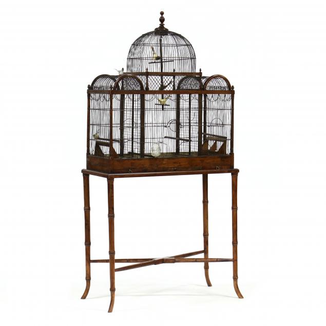 VICTORIAN WIRE WORK BIRD CAGE ON