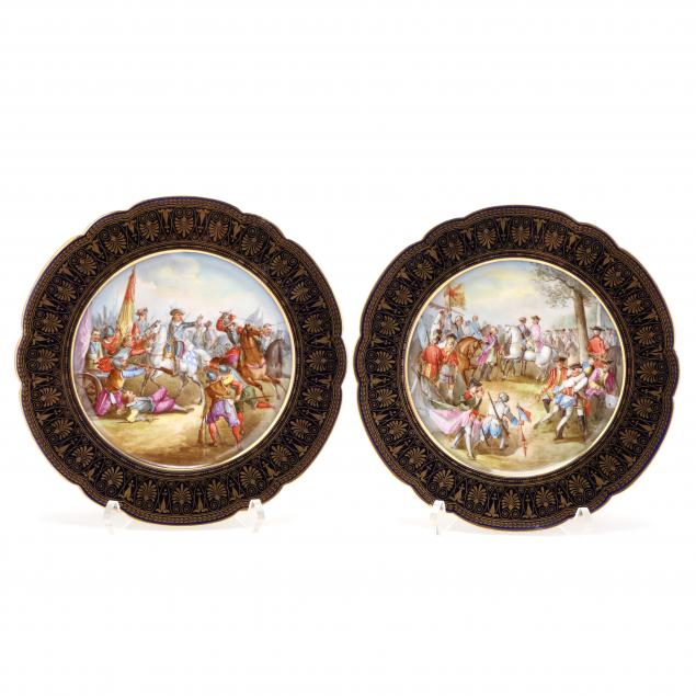 TWO SEVRES HAND PAINTED BATTLE 34b7da