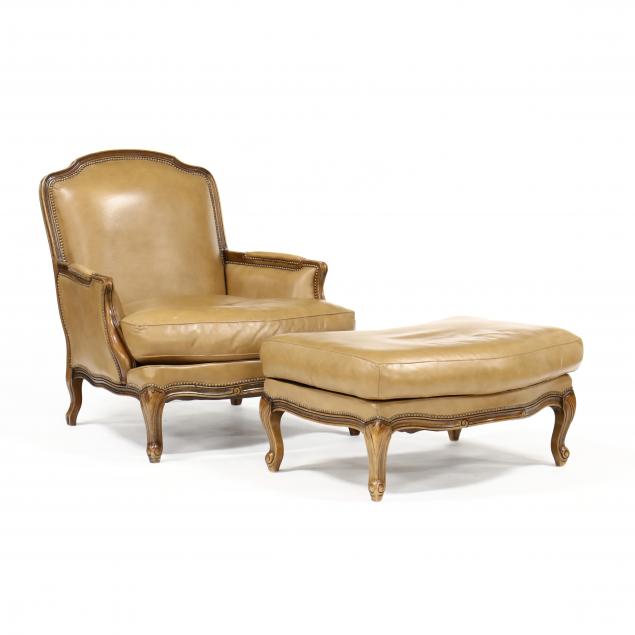 LOUIS XV STYLE LEATHER BERGERE